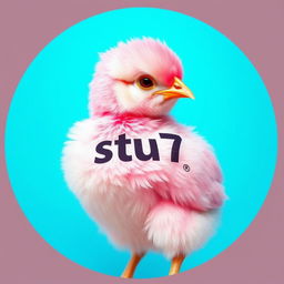 A realistic depiction of a pink chick with 'stu7' written on its feathers