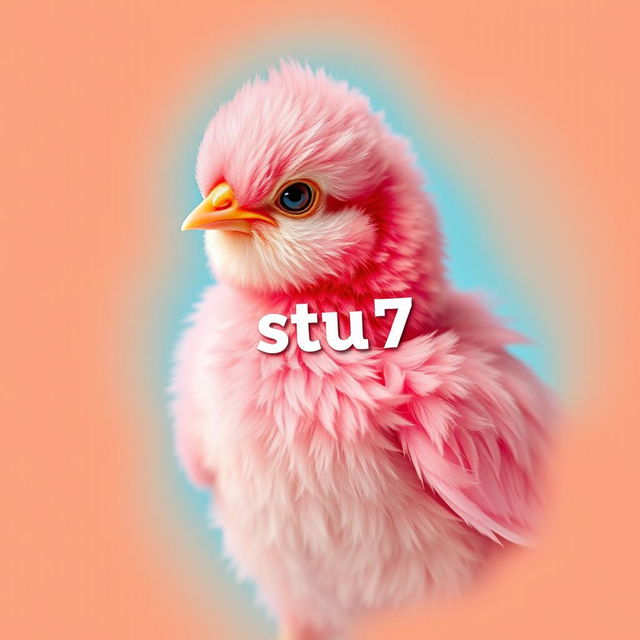 A realistic depiction of a pink chick with 'stu7' written on its feathers