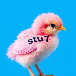 A realistic depiction of a pink chick with 'stu7' written on its feathers