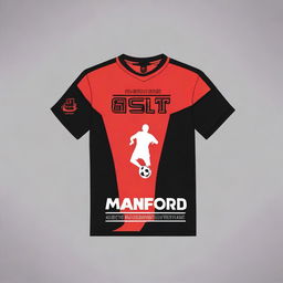 A high-quality image of a soccer-inspired t-shirt design