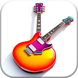A sleek and modern game icon featuring a single electric guitar prominently displayed against a clean white background