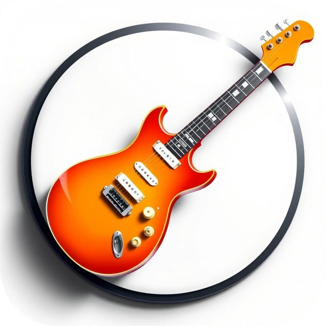 A sleek and modern game icon featuring a single electric guitar prominently displayed against a clean white background