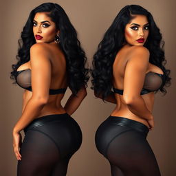 Two attractive, curvy Indian milfs with hourglass figures, exuding confidence and sensuality