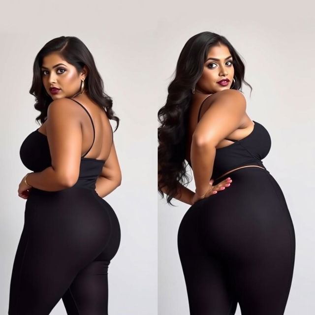 Two attractive, curvy Indian milfs with hourglass figures, exuding confidence and sensuality