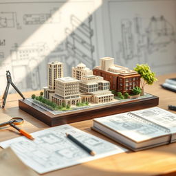 A beautifully designed graduation gift for architecture students, showcasing a premium architectural model kit, complete with intricate details like modern buildings and eco-friendly designs