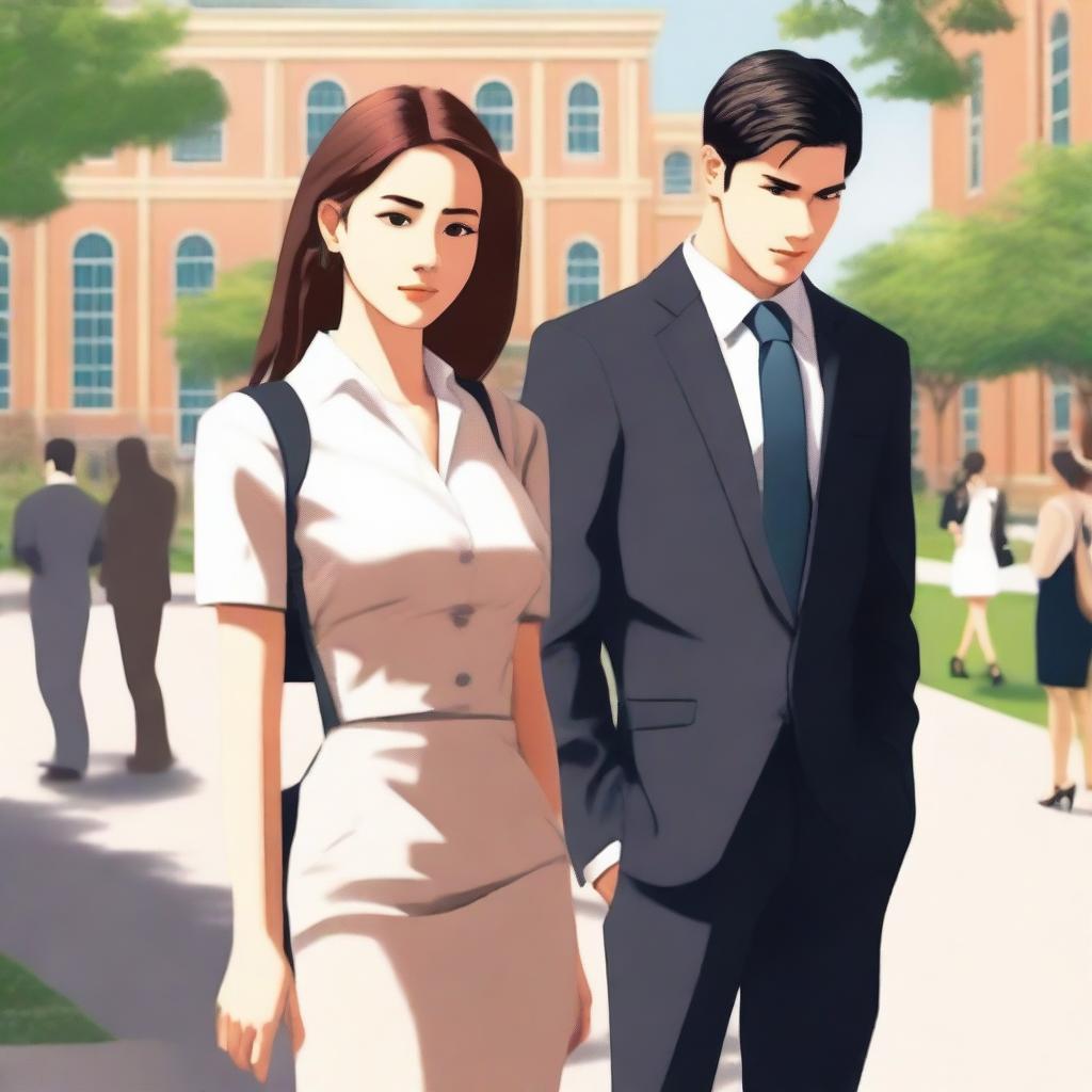 A high-quality digital art image illustrating a university campus scene