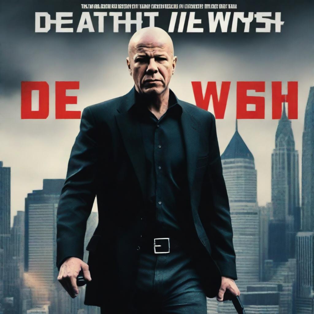 A high-resolution digital art image depicting a movie poster for 'Death Wish'