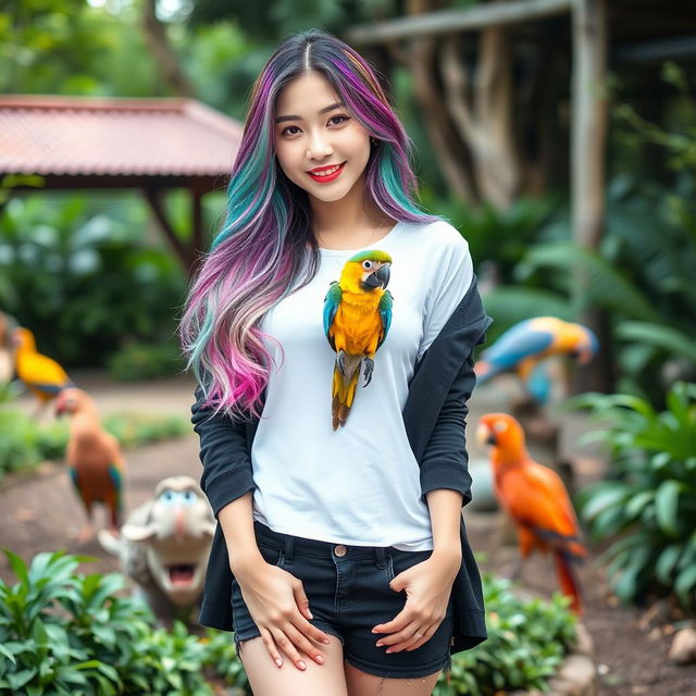 A beautiful Korean woman posing elegantly and attractively, with intimate charm, standing facing the camera with a soft smile