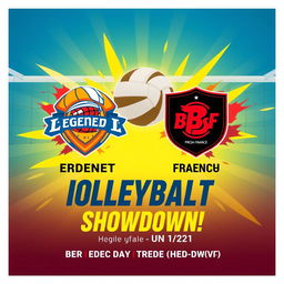 An announcement for an upcoming volleyball match featuring Erdenet Legend vs