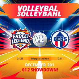 An announcement for an upcoming volleyball match featuring Erdenet Legend vs