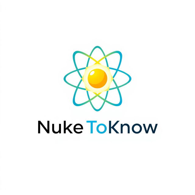 A logo set against a clean white background featuring a vibrant yellow and blue atom model prominently in the center