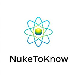 A logo set against a clean white background featuring a vibrant yellow and blue atom model prominently in the center