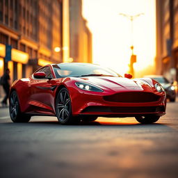 A sleek and modern sports car in a vibrant red color, featuring a smooth aerodynamic silhouette with rounded headlights