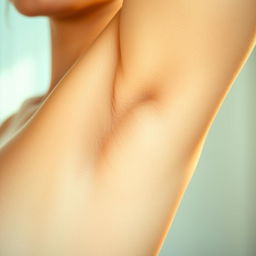 A close-up shot of a beautiful, well-groomed armpit, showcasing smooth skin, soft lighting, and a sense of natural beauty