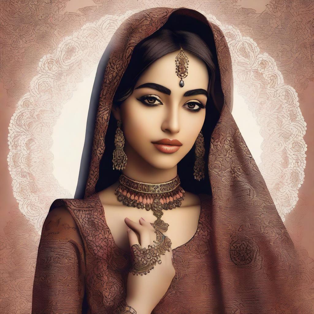 A digital art image of a young Arabic woman