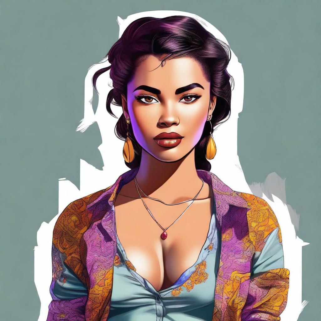 A high-quality digital art image of a young woman