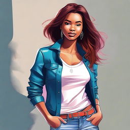 A high-quality digital art image of a young woman