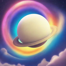 A high-quality digital art piece, rendered in vibrant anime style, featuring light rays piercing through the ring system of Saturn