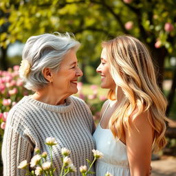 An intimate portrait of an older woman and a younger woman sharing a tender moment together