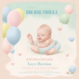 This is a delightful digital art image, styled as a movie poster, announcing the arrival of a new baby in English