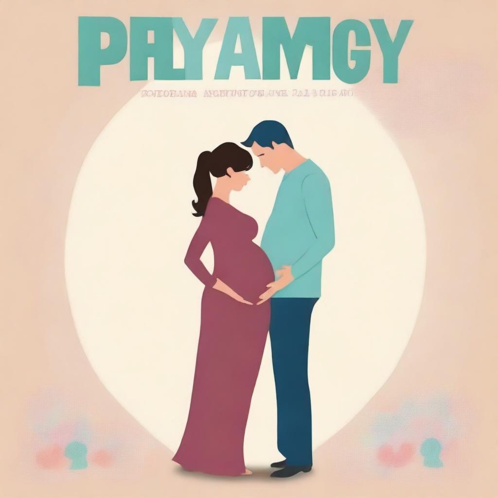 This is a heartwarming digital art image, designed in the style of a movie poster, announcing a pregnancy