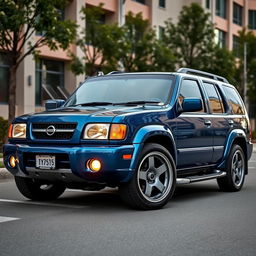 A 2001 Nissan Pathfinder SE R50, elegantly painted in Nissan's TV2 Bayside Blue