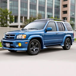 A 2001 Nissan Pathfinder SE R50, elegantly painted in Nissan's TV2 Bayside Blue