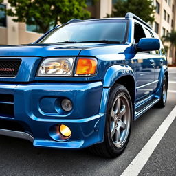 A 2001 Nissan Pathfinder SE R50, elegantly painted in Nissan's TV2 Bayside Blue