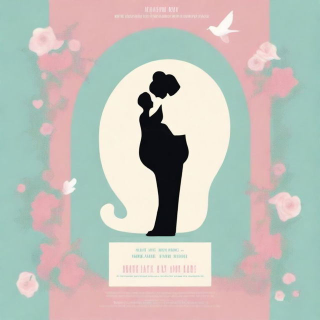 This is a heartwarming digital art image, designed in the style of a movie poster, announcing a pregnancy