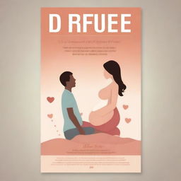 This is a heartwarming digital art image, designed in the style of a movie poster, celebrating a first pregnancy