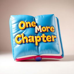 A visually striking 3D inflatable style artwork featuring a large, oversized book with a fun, whimsical design