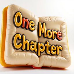A visually striking 3D inflatable style artwork featuring a large, oversized book with a fun, whimsical design