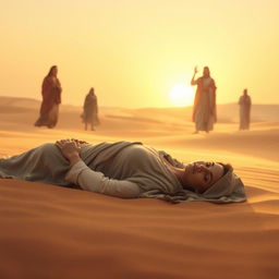 An inspiring and serene scene depicting Sumayyah, a righteous woman and martyr, in her final moments