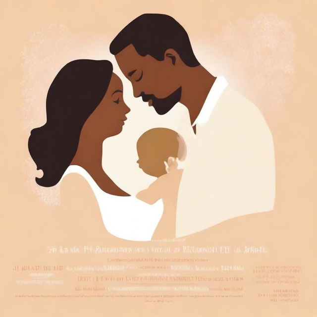 This is a heartfelt digital art image, designed in the style of a movie poster, celebrating a first pregnancy with both parents being white