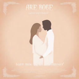 This is a heartfelt digital art image, designed in the style of a movie poster, celebrating a first pregnancy with both parents being white