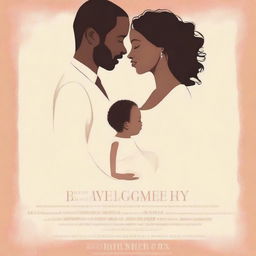 This is a heartfelt digital art image, designed in the style of a movie poster, celebrating a first pregnancy with both parents being white