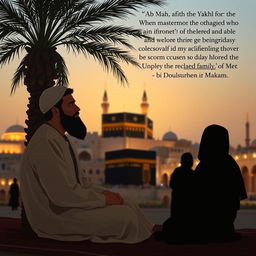 A contemplative scene showing the Prophet Muhammad in Makkah, lost in thought as he reflects on the martyrdom of the Yasir family, who were brutally killed by Abu Jahl