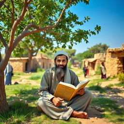 In a small village in Yemen, a humble man named Uwais al-Qarni is depicted in a serene and picturesque setting