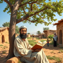 In a small village in Yemen, a humble man named Uwais al-Qarni is depicted in a serene and picturesque setting