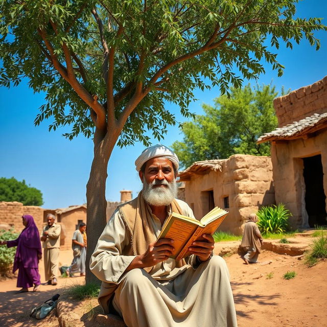 In a small village in Yemen, a humble man named Uwais al-Qarni is depicted in a serene and picturesque setting