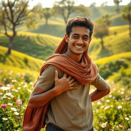 Despite living in poverty, a young man is depicted with a heart rich in faith and dedication