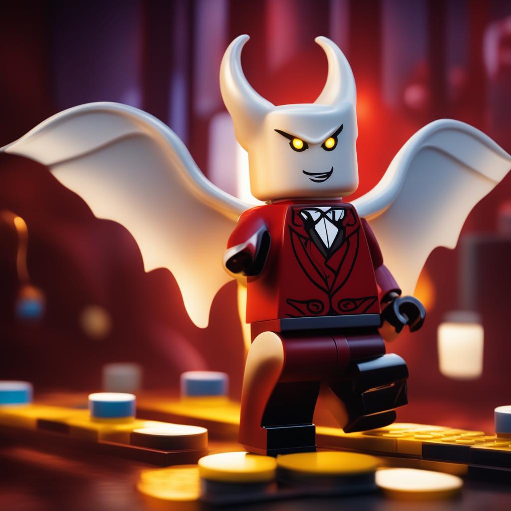 A high-quality digital art image depicting the character of Lucifer in the style of Lego