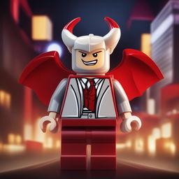 A high-quality digital art image depicting the character of Lucifer in the style of Lego