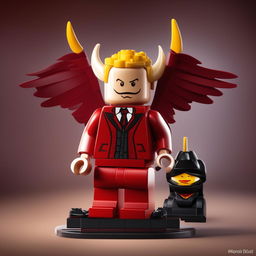 A high-quality digital art image depicting the character of Lucifer in the style of Lego