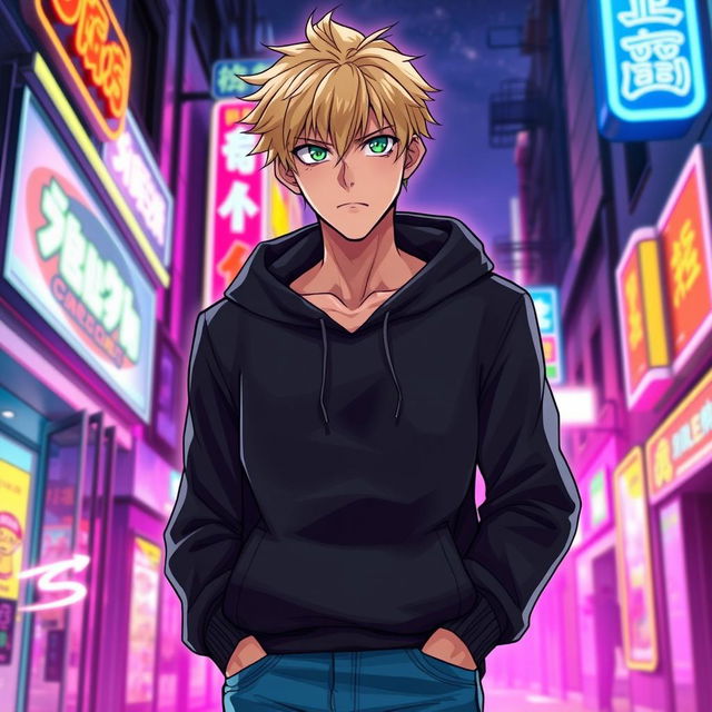 A light novel comic book cover featuring a tall adult male character with striking blonde hair and vivid green eyes