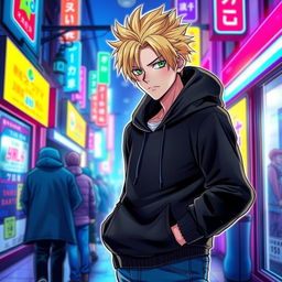 A light novel comic book cover featuring a tall adult male character with striking blonde hair and vivid green eyes