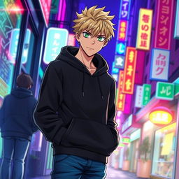 A light novel comic book cover featuring a tall adult male character with striking blonde hair and vivid green eyes