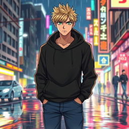 A light novel comic book cover featuring a tall adult male character with striking blonde hair and vivid green eyes