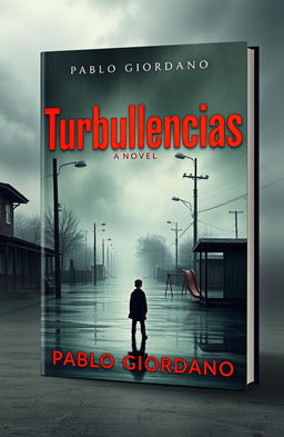 A hyper-realistic book cover for a novel titled "Turbulencias" with the author's name "Pablo Giordano" clearly displayed