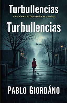 A hyper-realistic book cover for a novel titled "Turbulencias" with the author's name "Pablo Giordano" clearly displayed